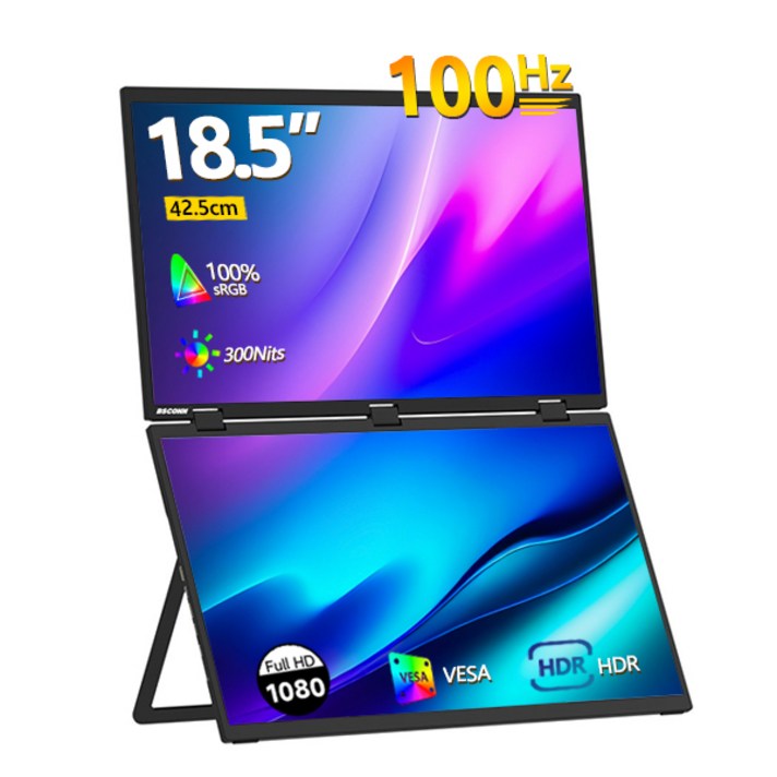 BSCONN 베쓰콘 18.5 인치 FHD IPS 접이식 듀얼 스크린 노트북 확장 모니터 DEX 포터블 모니터, F6 TX, 42.5cm BSCONN 베쓰콘 18.5 인치 FHD IPS 접이식 듀얼 스크린 노트북 확장 모니터 DEX 포터블 모니터, F6 TX, 42.5cm
