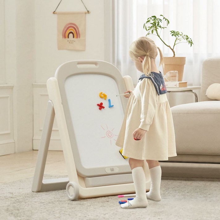 베네베네 유아 아기 쁘띠 베이직 화이트보드  자석칠판  높낮이 조절  수납바구니  접이식  이동바퀴