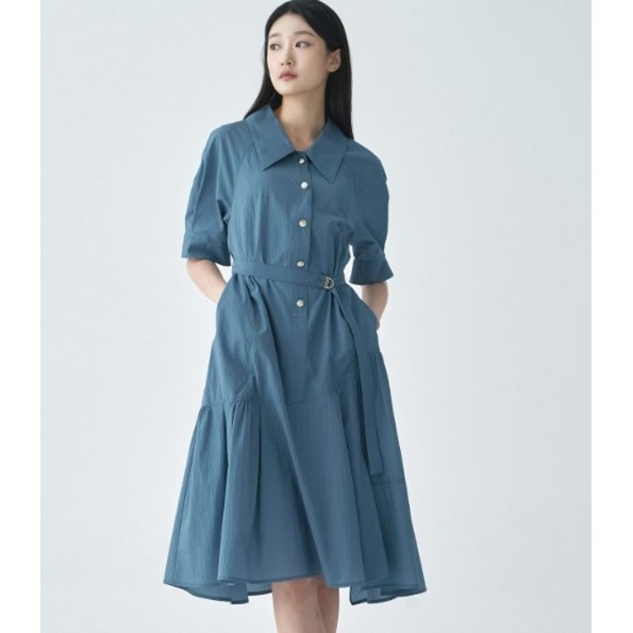 지센 뉴코아창원점 스티치셔츠형튜닉플레어원피스 시어써커재질이라  시원함은 기본 여성스러운 디자인
