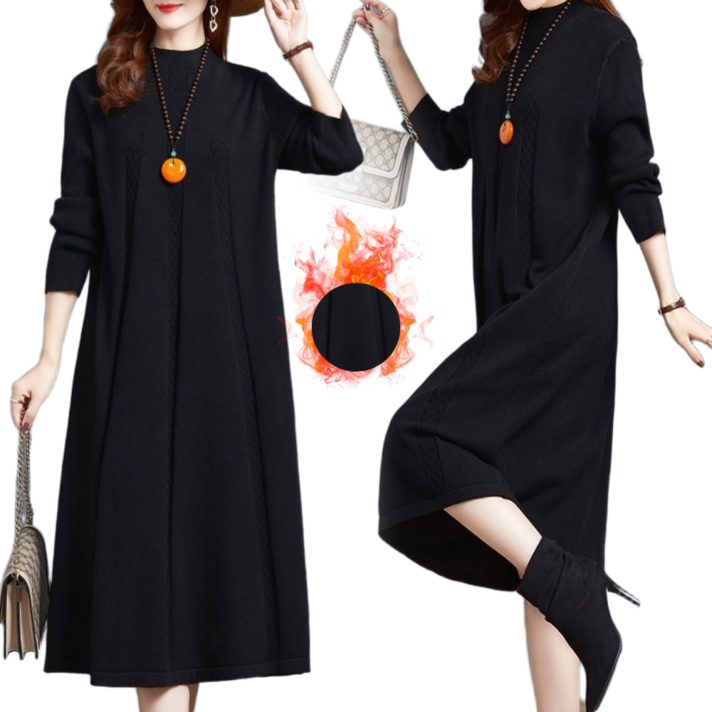 해요스 따뜻한 플레어 니트 원피스