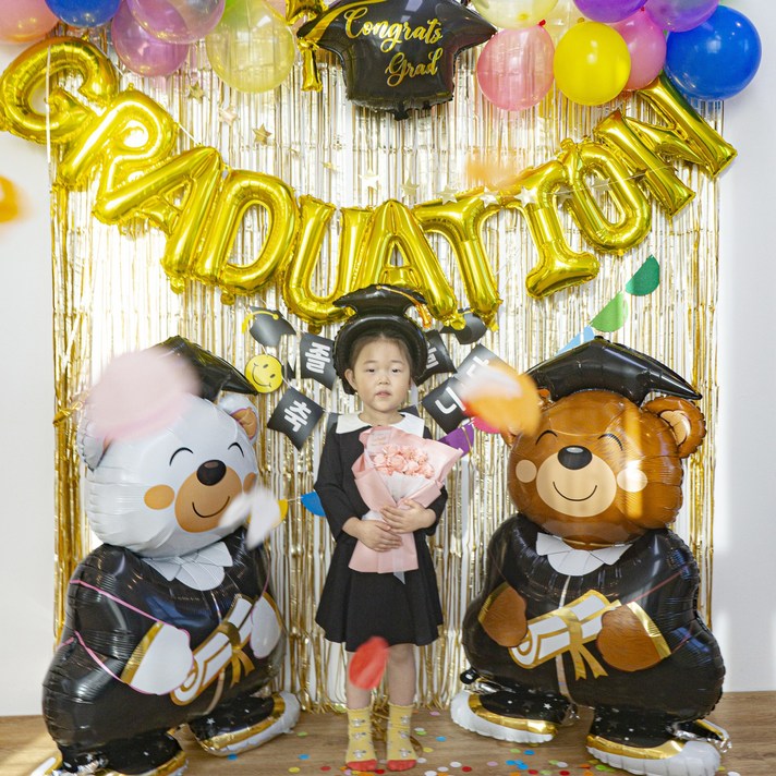 올인원 곰돌이 졸업식풍선 풀세트 졸업식포토존 풍선장식 학사모 유치원 어린이집