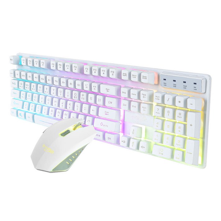 지클릭커 슈퍼히어로 GMK220 RGB 게이밍 키보드 마우스세트, 일반형, 화이트, GMK220