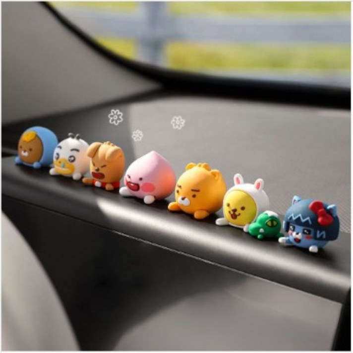 Kakao friends 자동차 피규어 인테리어 장식소품 대시보드 장식 카카오프렌즈 네비게이션 꾸미기 자동차 실내 소품, 1세트