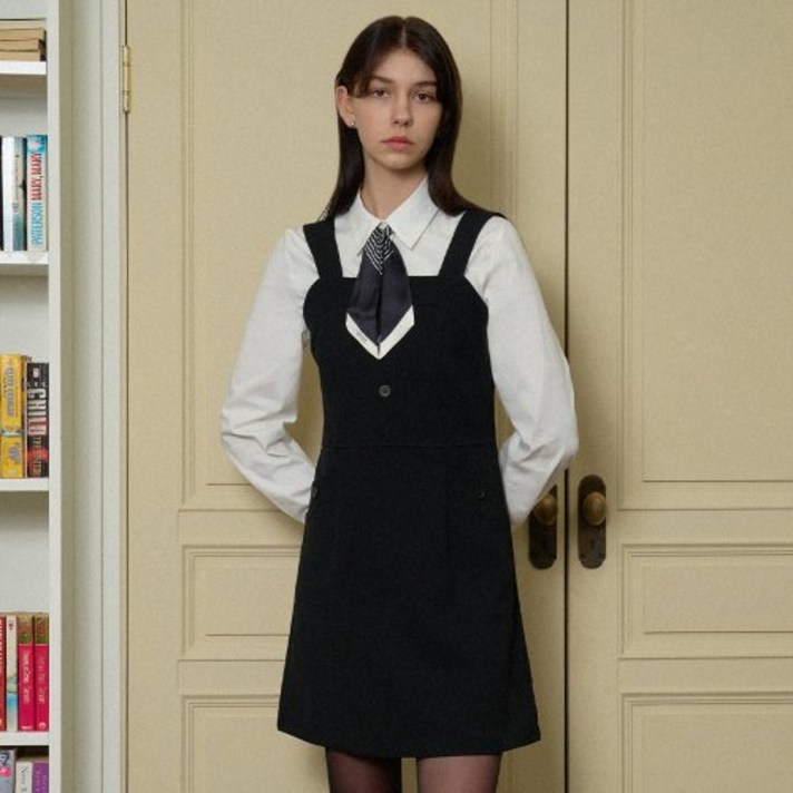 ADAUL 디얼 타이니 버튼 미니 원피스  블랙