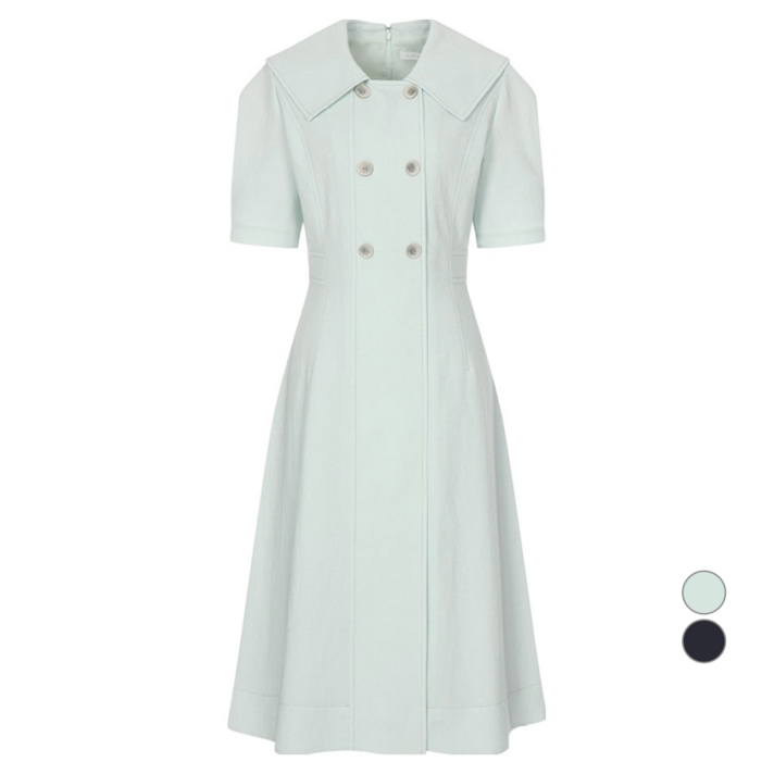 올리브데올리브 여성용 배색 스티치 롱 원피스