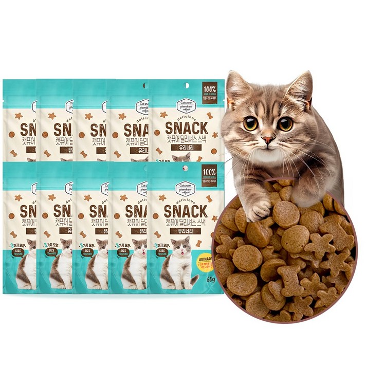 캣퓨어 고양이 딜리셔스 스낵 오랄 콤플렉스, 10개, 60g, 요로건강에 도움주는 유리너리 캣퓨어 고양이 딜리셔스 스낵 오랄 콤플렉스, 10개, 60g, 요로건강에 도움주는 유리너리