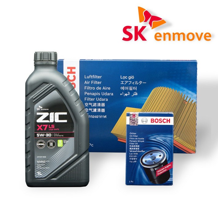 더뉴아반떼 AD 18 년이후 디젤 엔진오일 세트 지크 X7 LS 5W30 6L 보쉬 필터 A 2655 O 0098, 6L, 1개