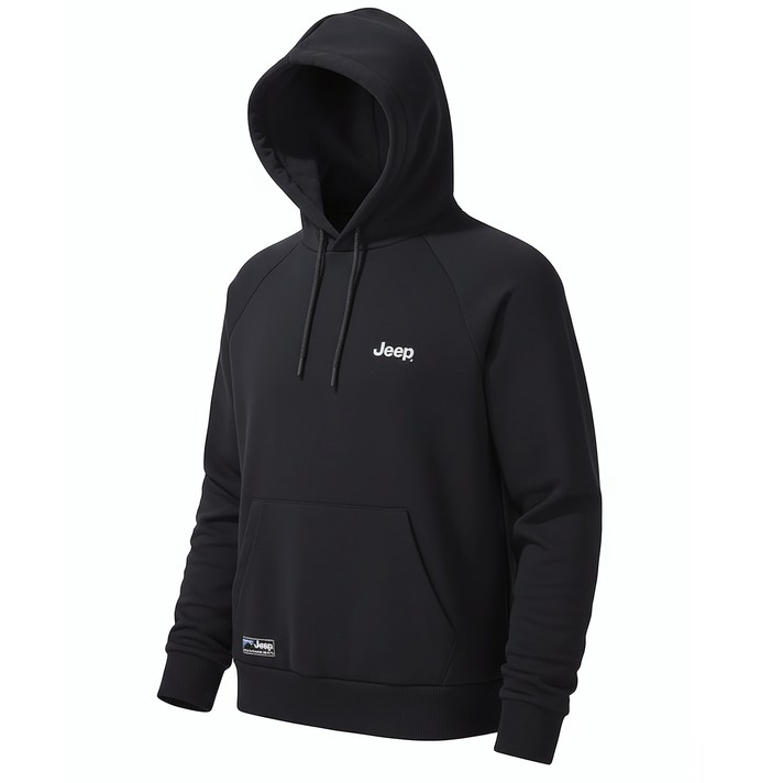 국내매장판 지프 JEEP 에센셜 래글런 후드티 스몰지프 기본 블랙 후드 티셔츠
