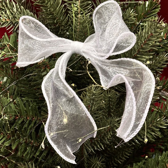내일공간 오간디 오간자 쉬폰 리본 풍성 완성리본 100 수제제작 크리스마스 트리 장식 오너먼트 세트
