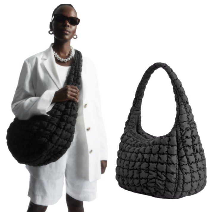 코스 오버사이즈 왕 구름백 퀄티드 숄더 가방 블랙 국내배송