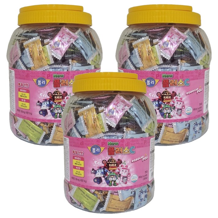 아동용 뉴 로보카폴리 플러스C 딸기맛 650g, 500정, 3개
