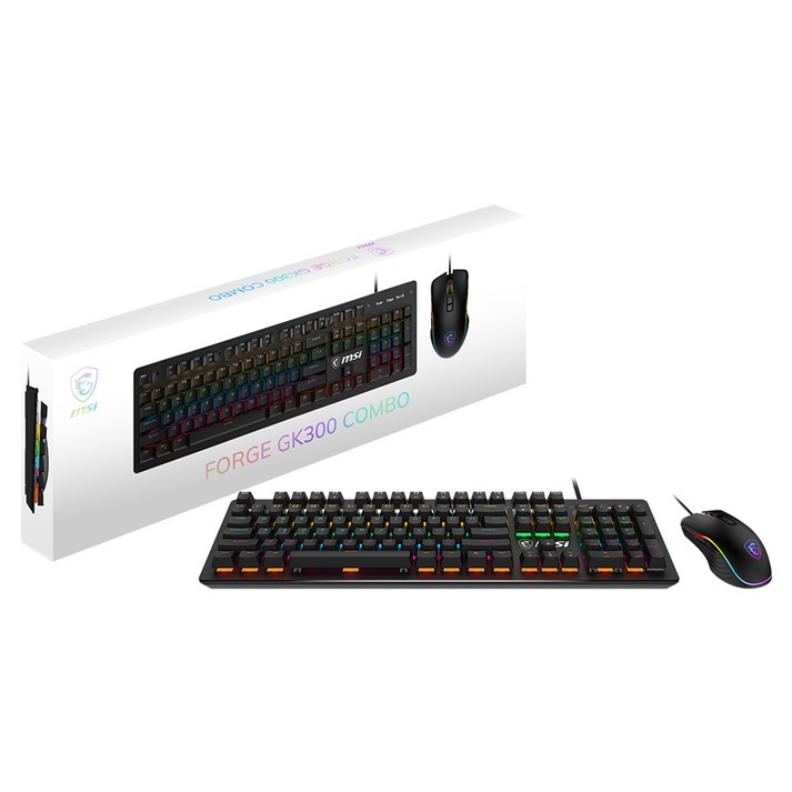 MSI FORGE 유선 키보드 마우스 세트 GK300 COMBO, 혼합색상, GK300 COMBO, 기계식 청축