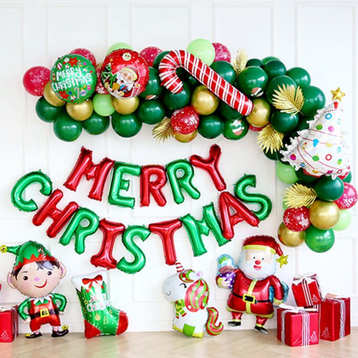 파티해 큐티 크리스마스 은박풍선 장식 A 세트, 혼합색상, 1세트