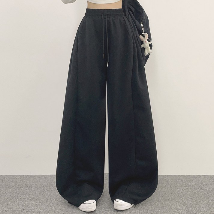 위드후이린 여성용 나나 옆핀턱 와이드 트레이닝 밴딩 팬츠 롱