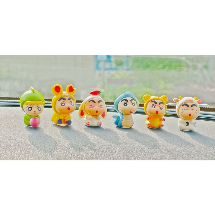 귀여운 자동차 인테리어 소품 짱구는 못말려 피규어 6종 세트,차량 대시보드 장식자동차 꾸미기 인형, 1세트, 짱구6종세트Style1