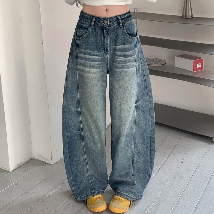 대박난박양 캣브러쉬 와이드 벌룬 청바지