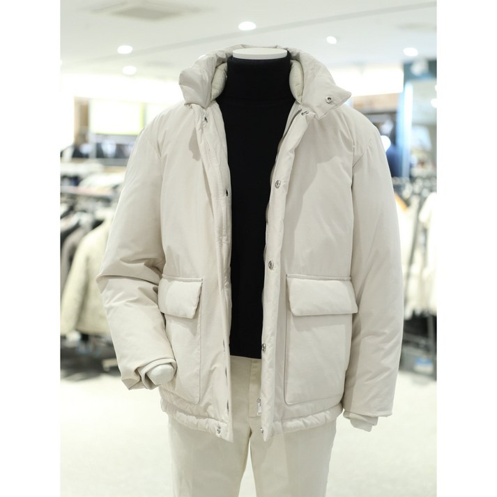 앤드지 하이넥 덕다운 푸퍼 남자 남성 아이보리 데일리 따뜻한