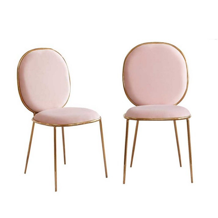 엘린까사 마카롱 의자 골드프레임 벨벳 체어 2color, 핑크+핑크