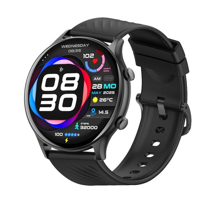 PEJE 운동 건강 24시간 모니터링 블루투스 통화 스마트워치, GPS + 블루투스, 4.9cm, 검정색