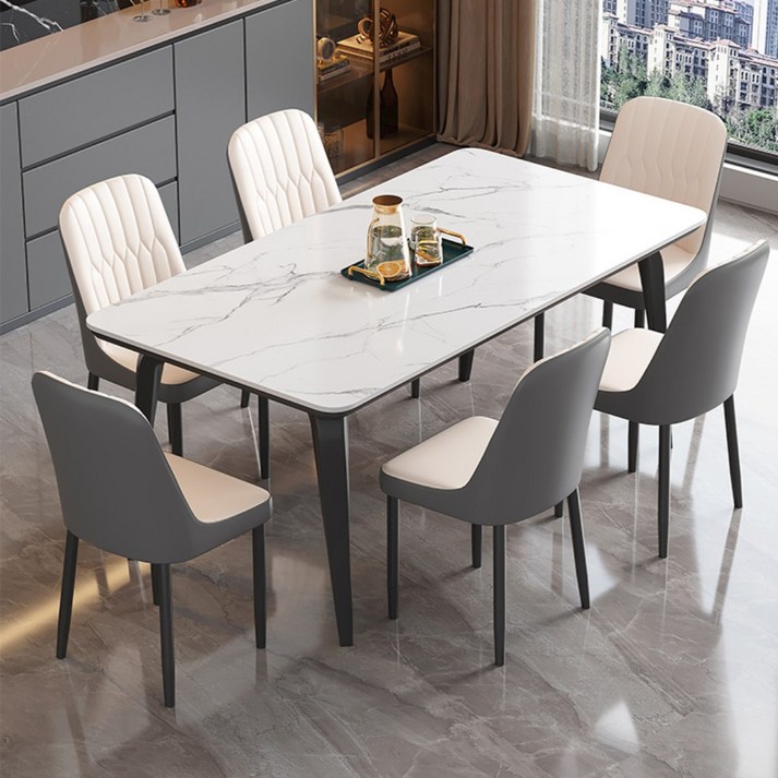 카렌시아 4인용 식탁 가정용 테이블 의자 세트 세라믹 모던 인테리어 거실 다이닝