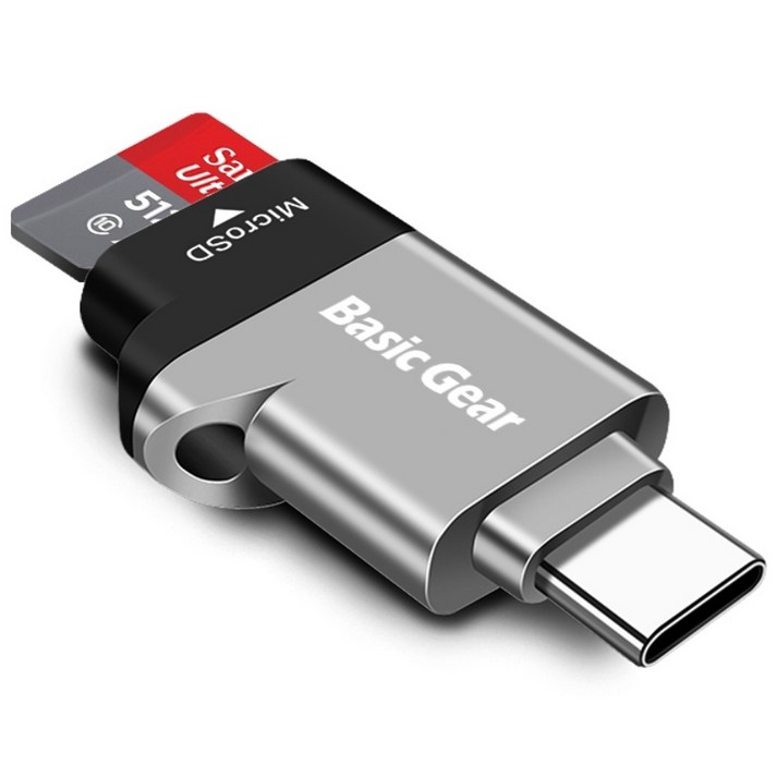 베이직기어 C타입 USB 3.2 마이크로 SD 카드리더기 열쇠고리, 1개 베이직기어 C타입 USB 3.2 마이크로 SD 카드리더기 열쇠고리, 1개