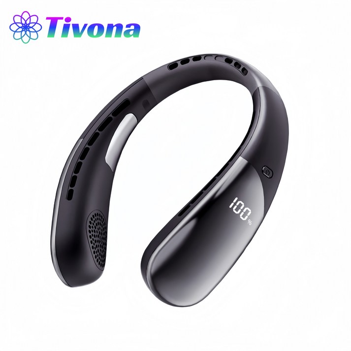 Tivona 휴대용 무선 넥밴드 선풍기 대용량 배터리저소음급속냉각풍기