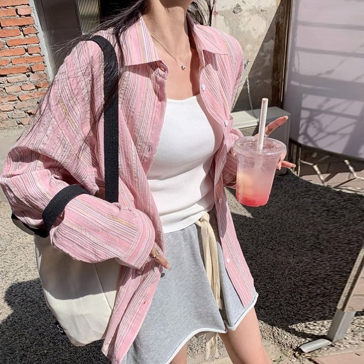 메이킹유 긴팔 카라넥 스트라이프 루즈핏 데일리 W58159블리오셔츠 메이킹유 긴팔 카라넥 스트라이프 루즈핏 데일리 W58159블리오셔츠