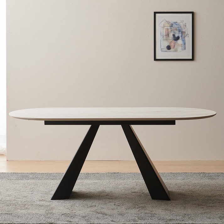 베네타 타원형 6인용 포세린 세라믹 식탁 테이블 1600