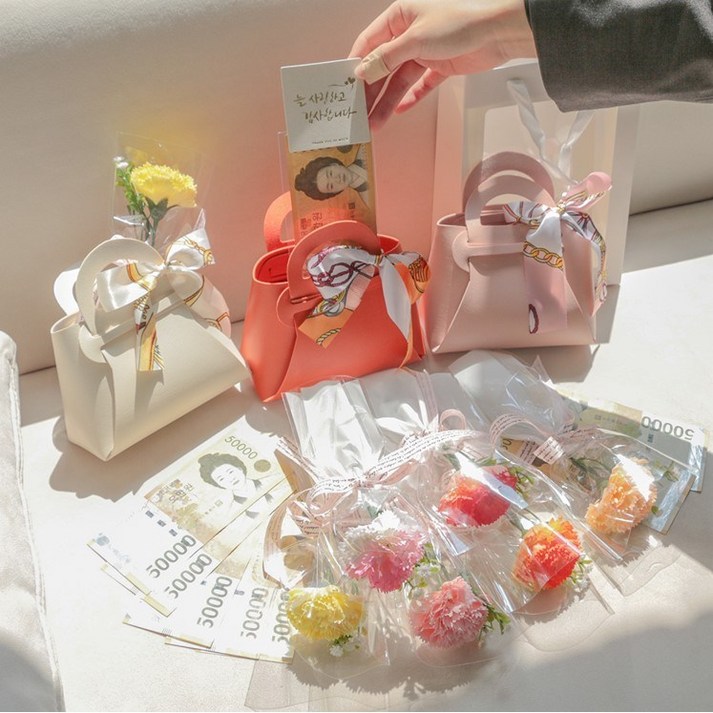 기프텔라 엄마 생일 용돈 이벤트 현금 명품백 가방, 아이보리, 1개