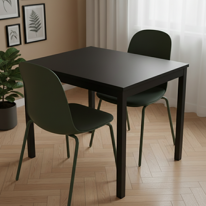 비셀리움 모던테이블 사각 식탁테이블 2인 다이닝 테이블 1인용 2인용 3인용 4인용 6인용 블랙프레임 식탁 600 800 1000 1200 1400, 2인용, 블랙