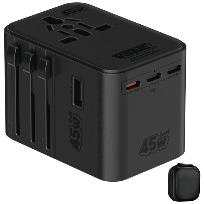 이어맥 2500W 드라이기 사용 가능 고출력 GaN 45W 초고속 충전 해외 여행용 멀티 플러그 어댑터 블랙, 1개