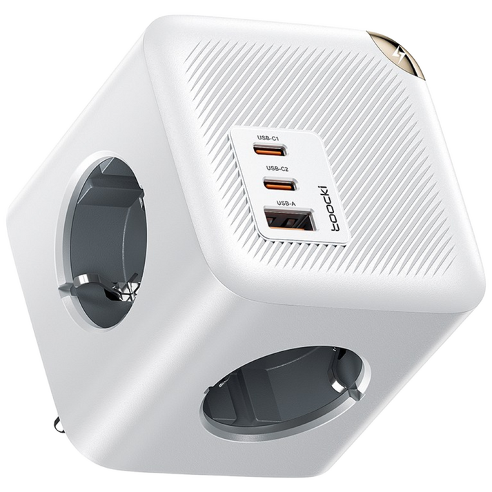 Toocki GaN C타입 PPS 2C1A 3포트 4구 4000W 접지형 초고속충전 고용량 큐브 멀티탭 콘센트 C28, 1개, 화이트, 0cm