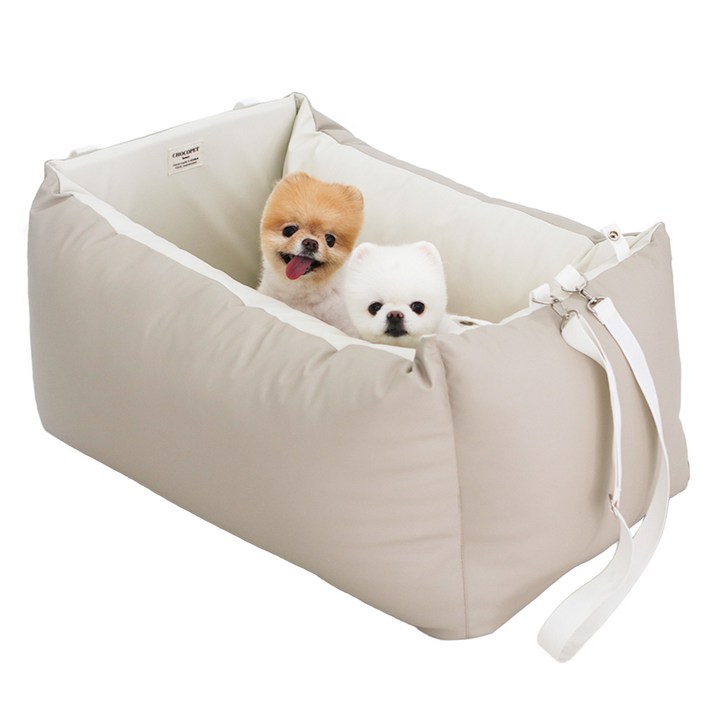 초코펫하우스 반려동물 차량용 로얄 사각 카시트, 베이지, 1개