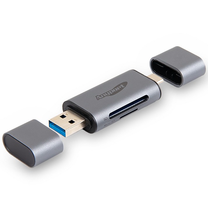 애니포트 메탈바디 2IN1 OTG 카드리더기 USB3.0 Type C, AP-UC21, 그레이, 1개
