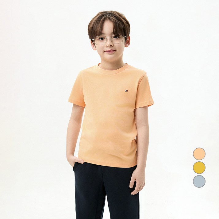 타미힐피거 키즈 남성용 에센셜 면 레귤러핏 티셔츠