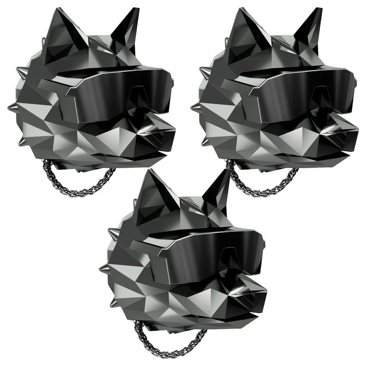 쓰리나인 힙한늑대 불독 프리미엄 차량용 방향제 크롬블랙, 3개, 클린코튼