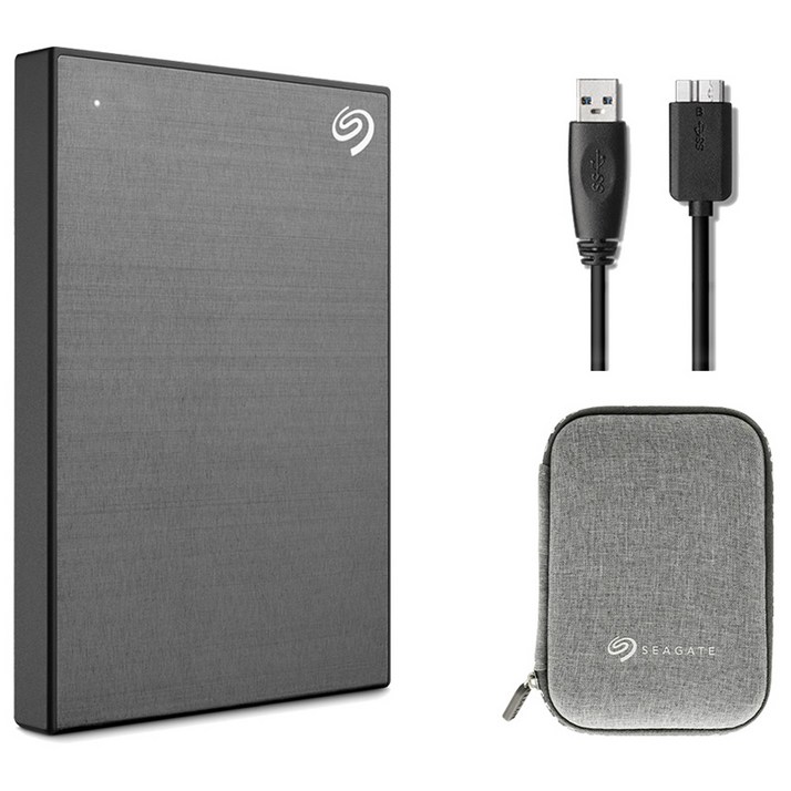 씨게이트 One Touch HDD 외장하드 STKY2000404 데이터복구암호화 기능파우치USB케이블, 2TB, 스페이스그레이