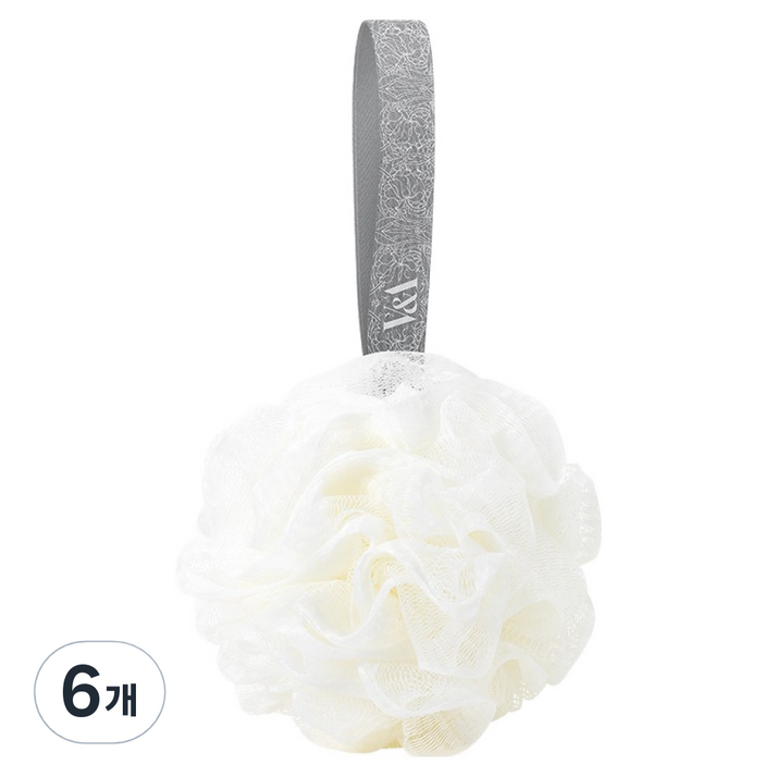 브이앤에이뷰티 저자극 소프트타입 샤워 볼, 아이보리, 6개, 1개입