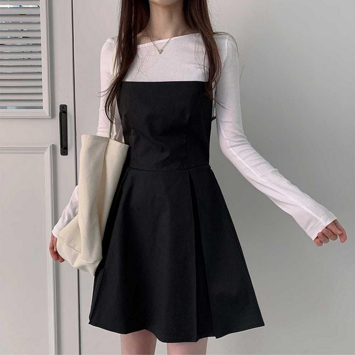 라라티나 여성용 루비엘 백스트랩 플리츠 뷔스티에 미니 원피스