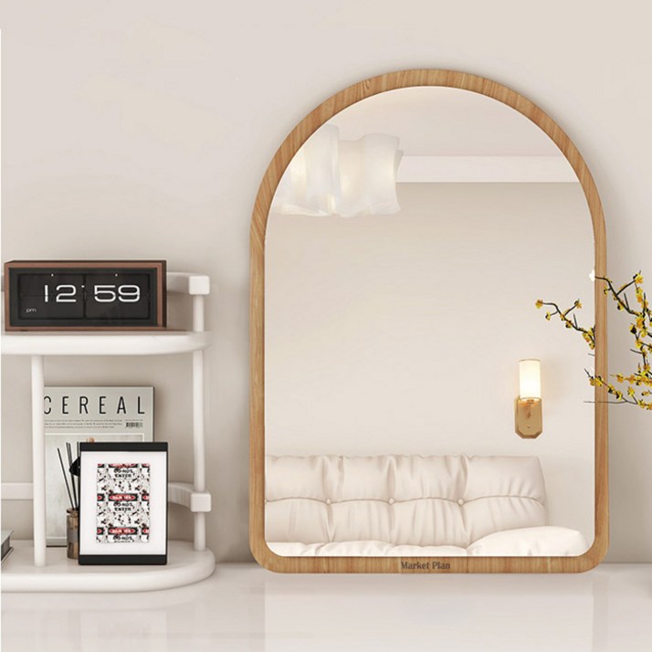 마켓플랜 앤티크 오크 스탠드 벽걸이 거울 대형