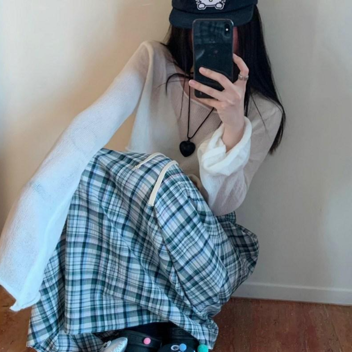 완스몰 제니오 밴딩 체크 롱스커트  sk28448