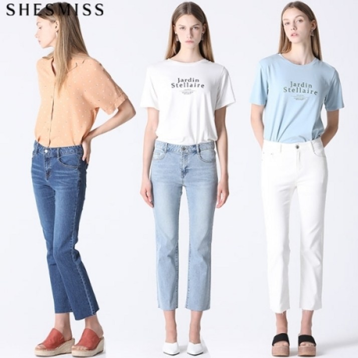 쉬즈미스 쉬즈미스 쿨 라이트 스티치 데님 팬츠