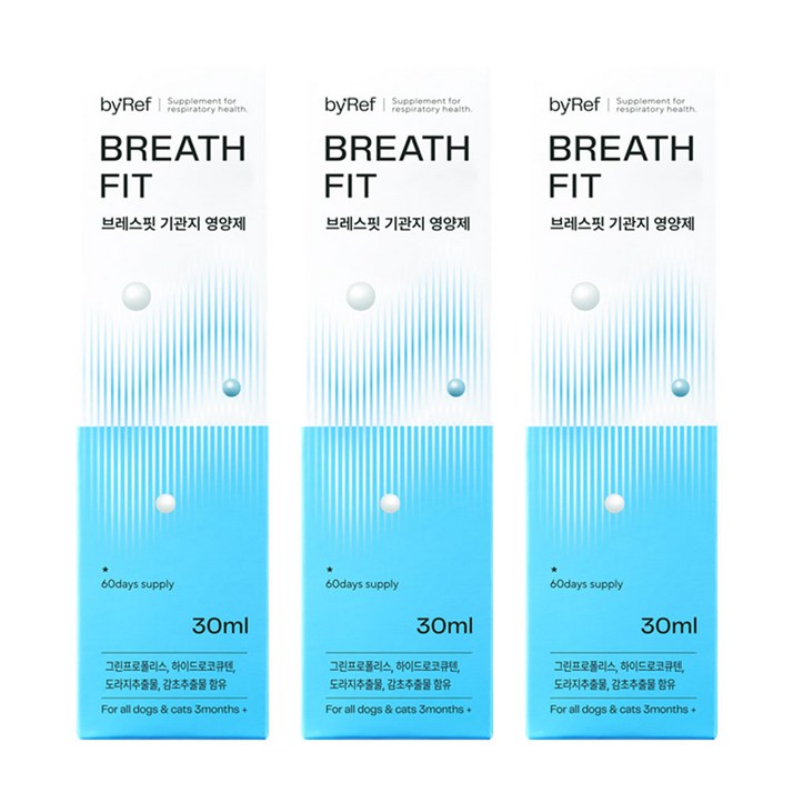 바이레프 뿌리는 브레스핏 호흡기 기침 영양제, 3개, 호흡기기관지, 30ml