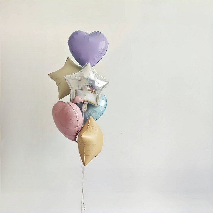 CEUQIESO 18인치/45cm 하트 별 풍선 리본 세트,생일파티 일반 이벤트 장식 , 총 7개, 3세트