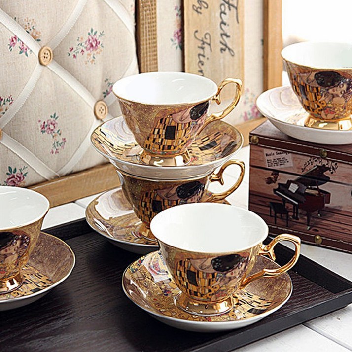 클림트 커피잔 5인조세트 커피잔세트 찻잔 컵받침 본차이나 도자기