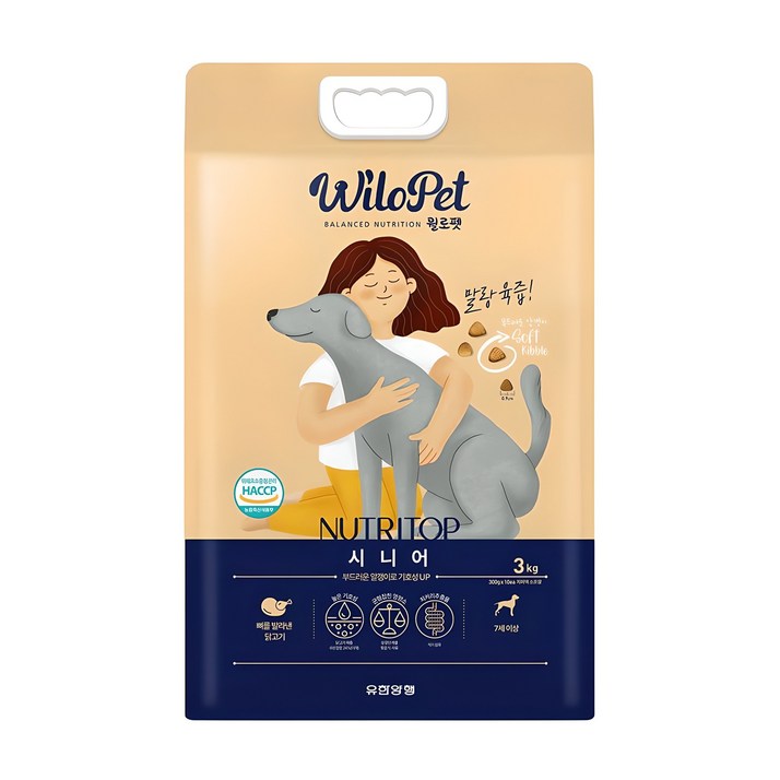 윌로펫 강아지 뉴트리탑 소프트사료, 시니어, 3kg, 1개