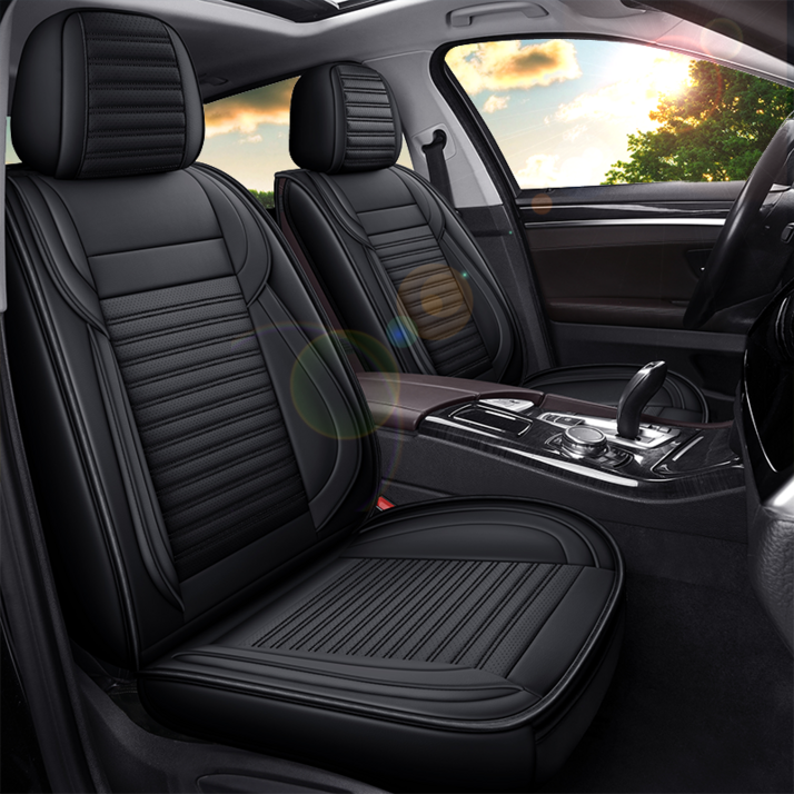 Novaseed 프리미엄 카시트 커버, 대중소형 4도어 승용차, SUV 등, 통기성 좋음/미끄럼 방지/방수, 사계절 통용, 스포츠 스타일 시트 커버, Black, 2개
