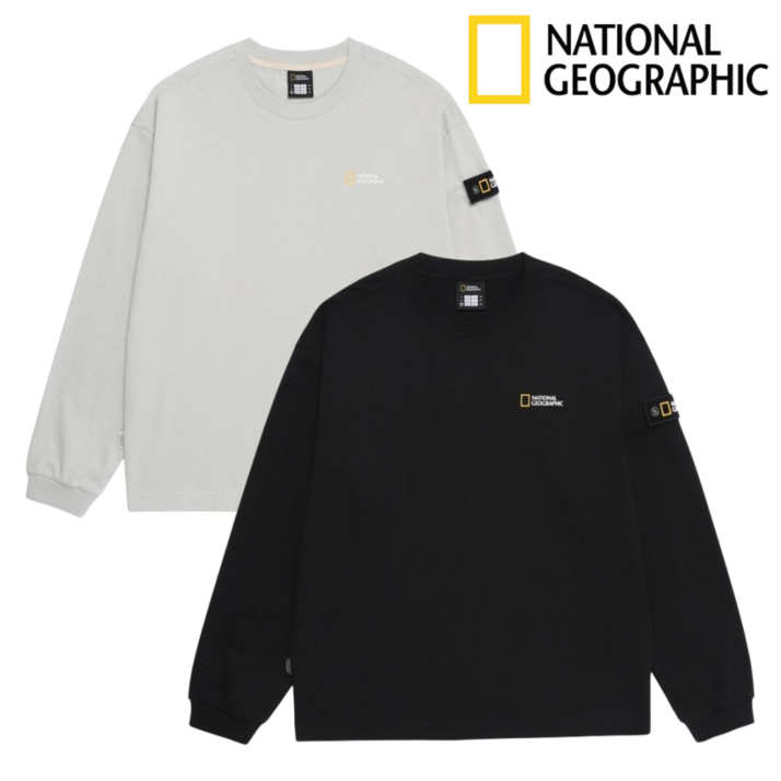 [정품] 내셔널지오그래픽 남녀공용 맨투맨 긴팔 티셔츠 출퇴근 대학생 세미오버핏 N25UTS431