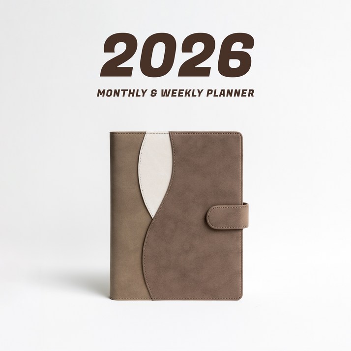 WAVY 프리미엄 6공 비즈니스 2026년 날짜형 다이어리, 모카 무스 (날짜형)