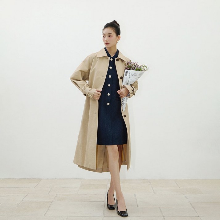 [국내백화점] 잇미샤 25SS 스탠드 카라 싱글 트렌치 여성 봄코트 데일리룩 정품